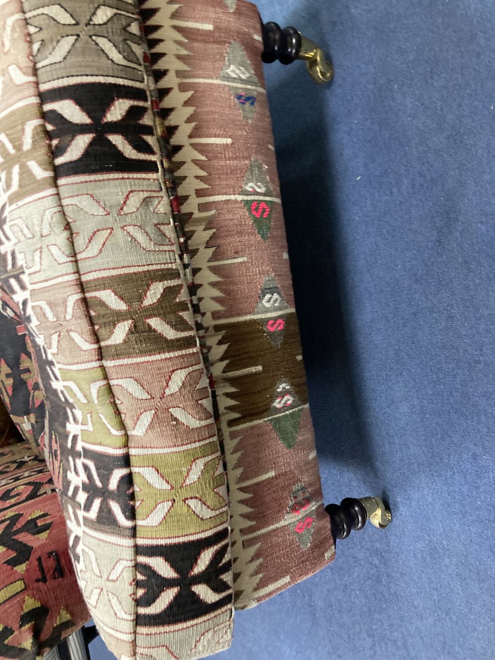 A pair of George Smith kelim upholstered club armchairs, width 80cm depth 110cm height 82cm